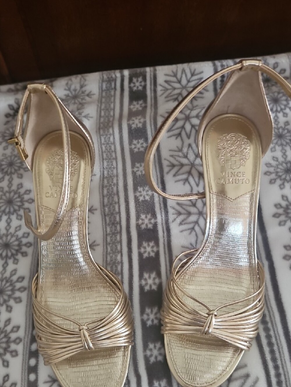Vince Camuto Metallic Gold Strappy High-Heel Sandals - Picture 2 of 4